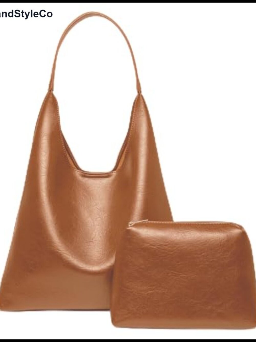 Women Hobo Tote Shoulder Bag Vegan Leather with Inner Pouch